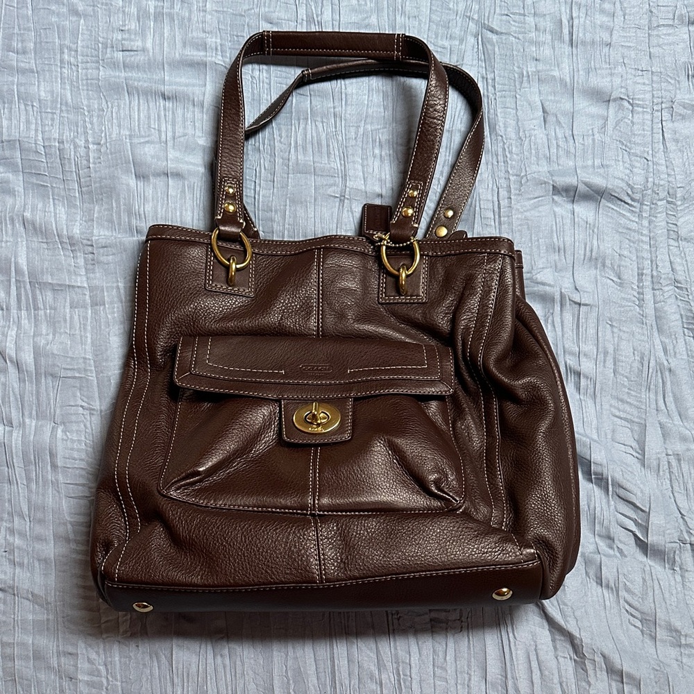 Coach Dark Brown Leather Shoulder Bag